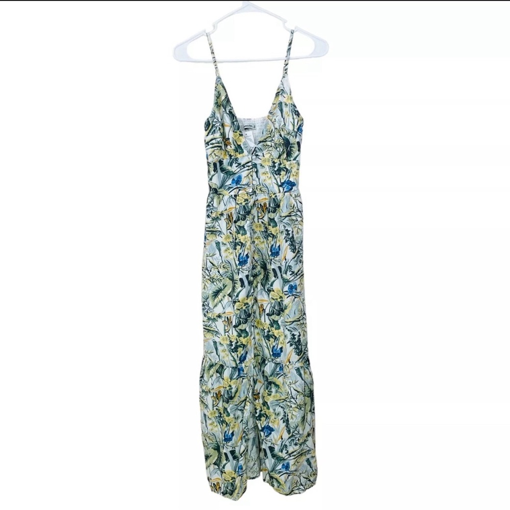 NEW Abercrombie & Fitch Sz XL Dress Linen blend Long Floral Lined Butterfly